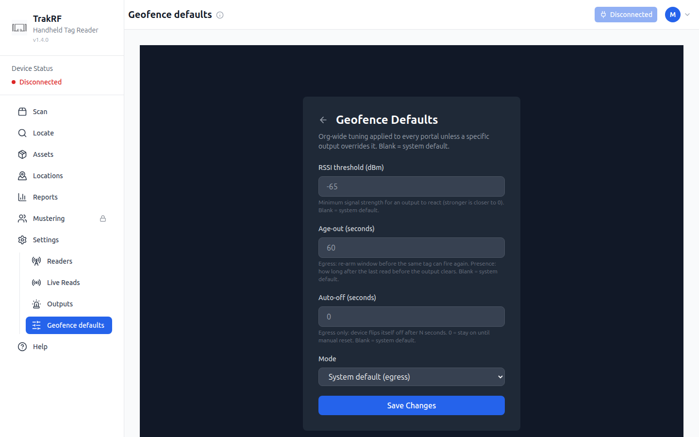 Geofence defaults desktop screenshot